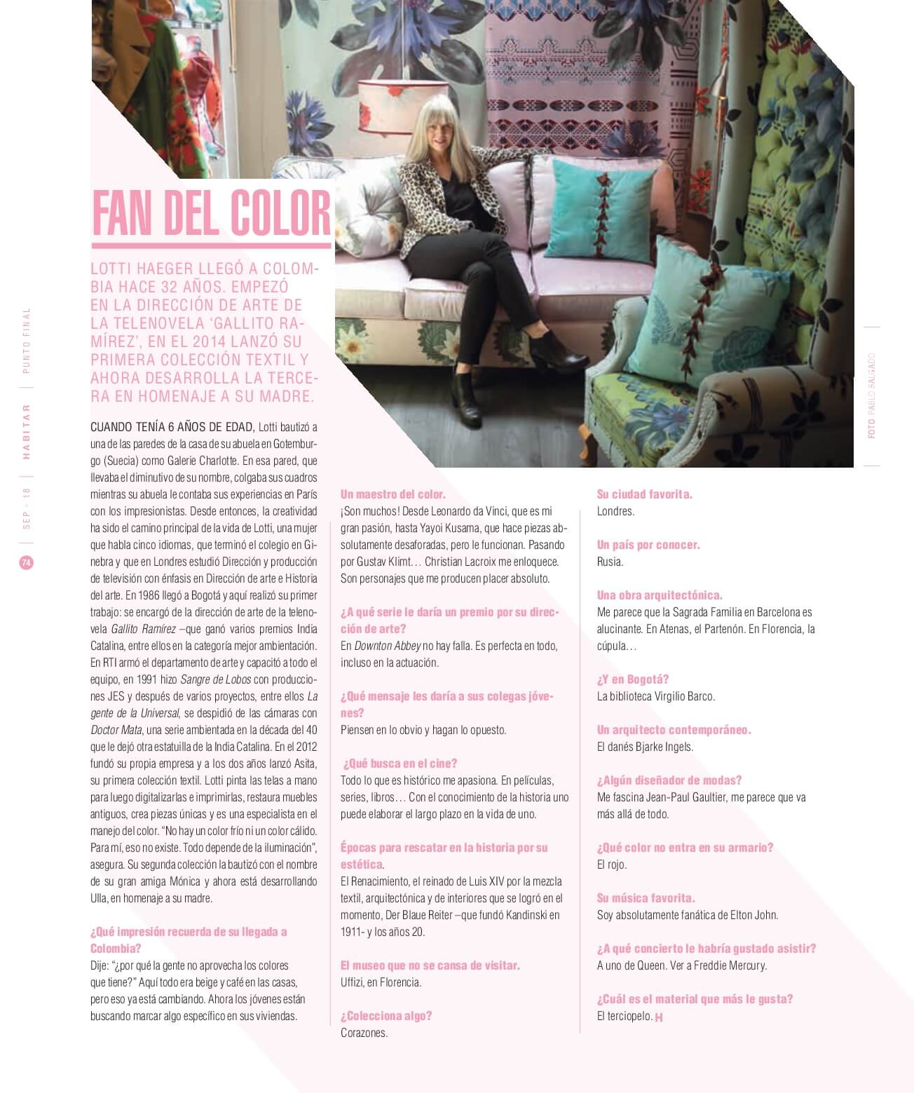 Entrevista a Lotti Haeger en Revista Habitar