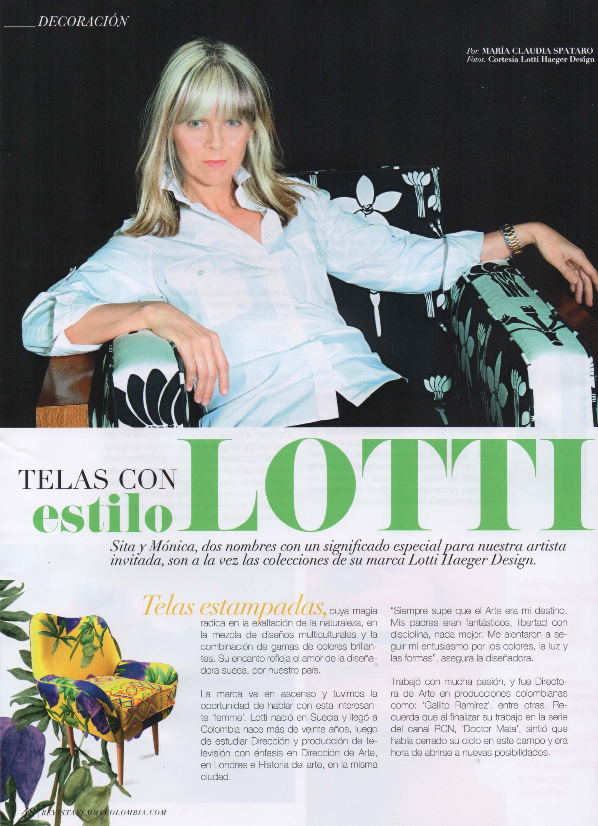 Entrevista a Lotti Haeger en Revista Femme 1